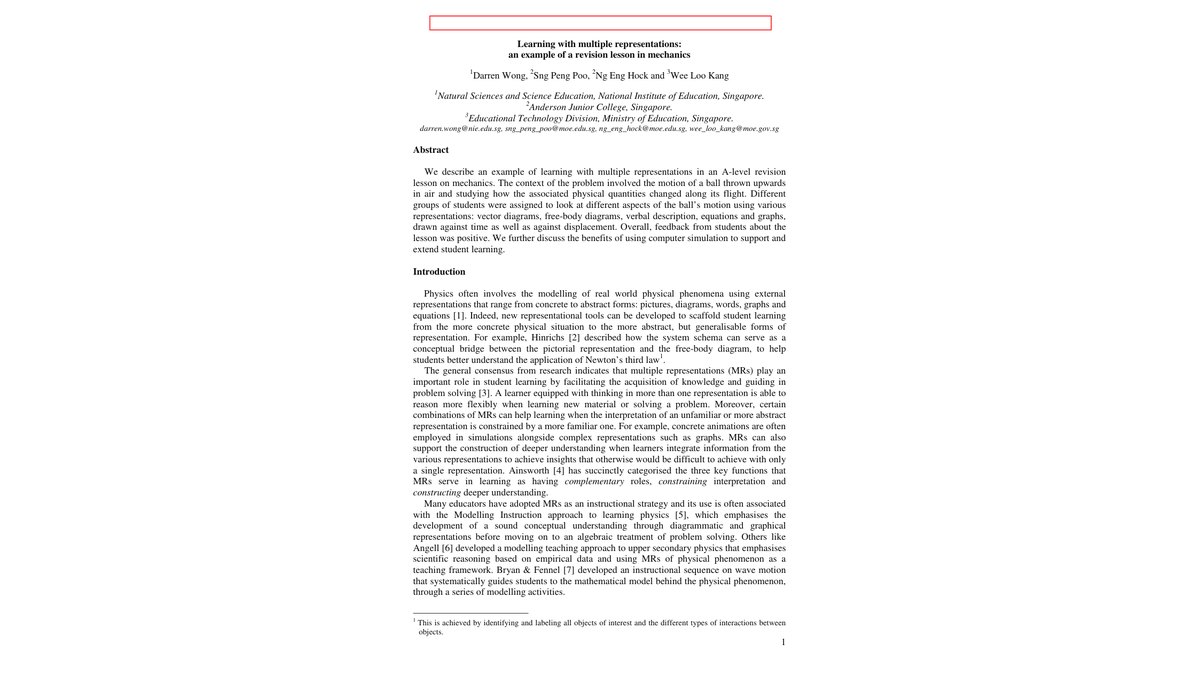 Learning with multiple representations: An example of a revision lesson in mechanics