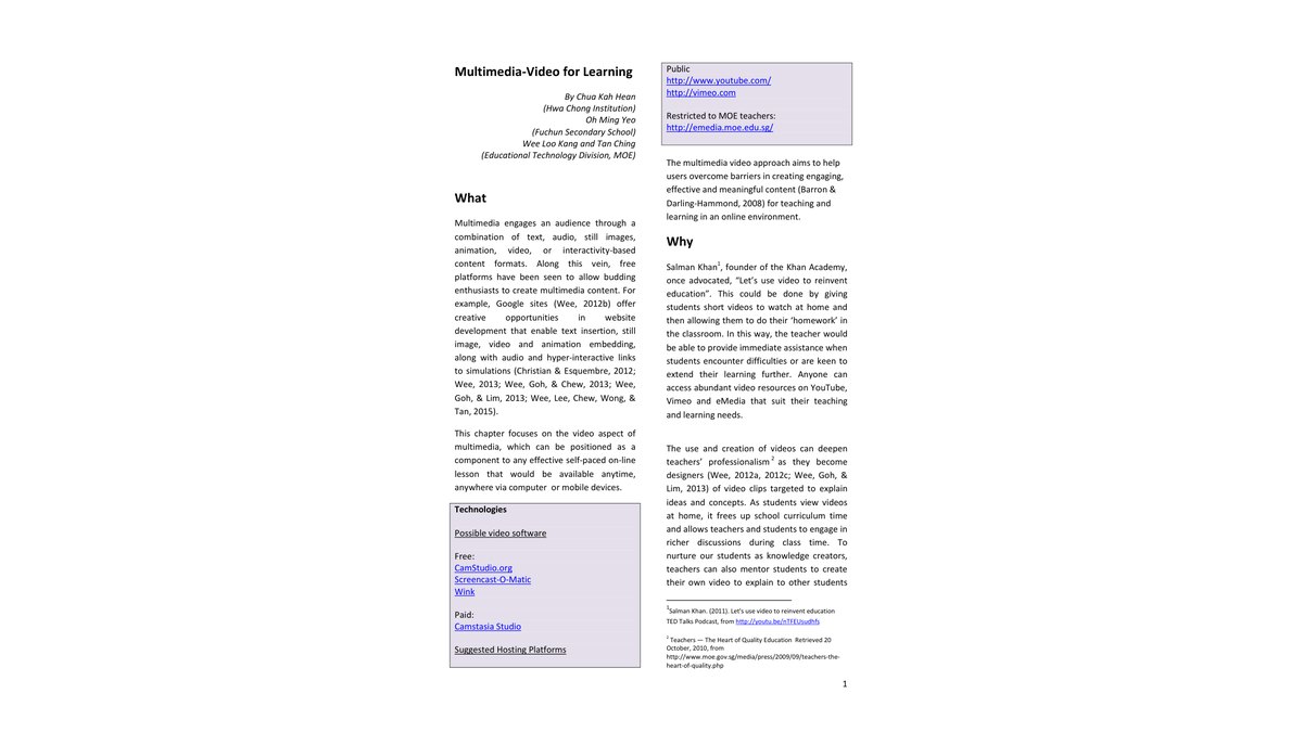 Multimedia-Video for Learning