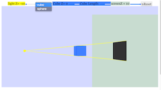 Left Light Source, Middle Object (Cube Or Sphere) And Right Screen With Shadow In 3 D thumbnail