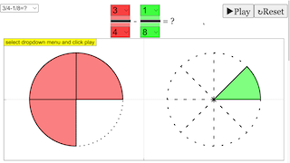 3/4 -1/8 = ? Add and Subtract Fractions JavaScript Simulation Applet ...