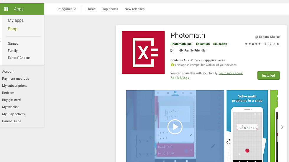 PhotoMath app store