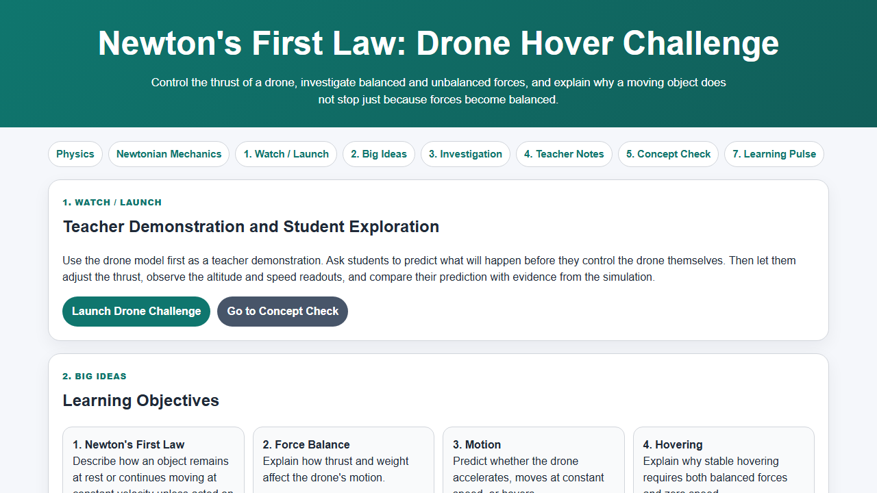 Newton's First Law: Drone Hover Challenge preview image